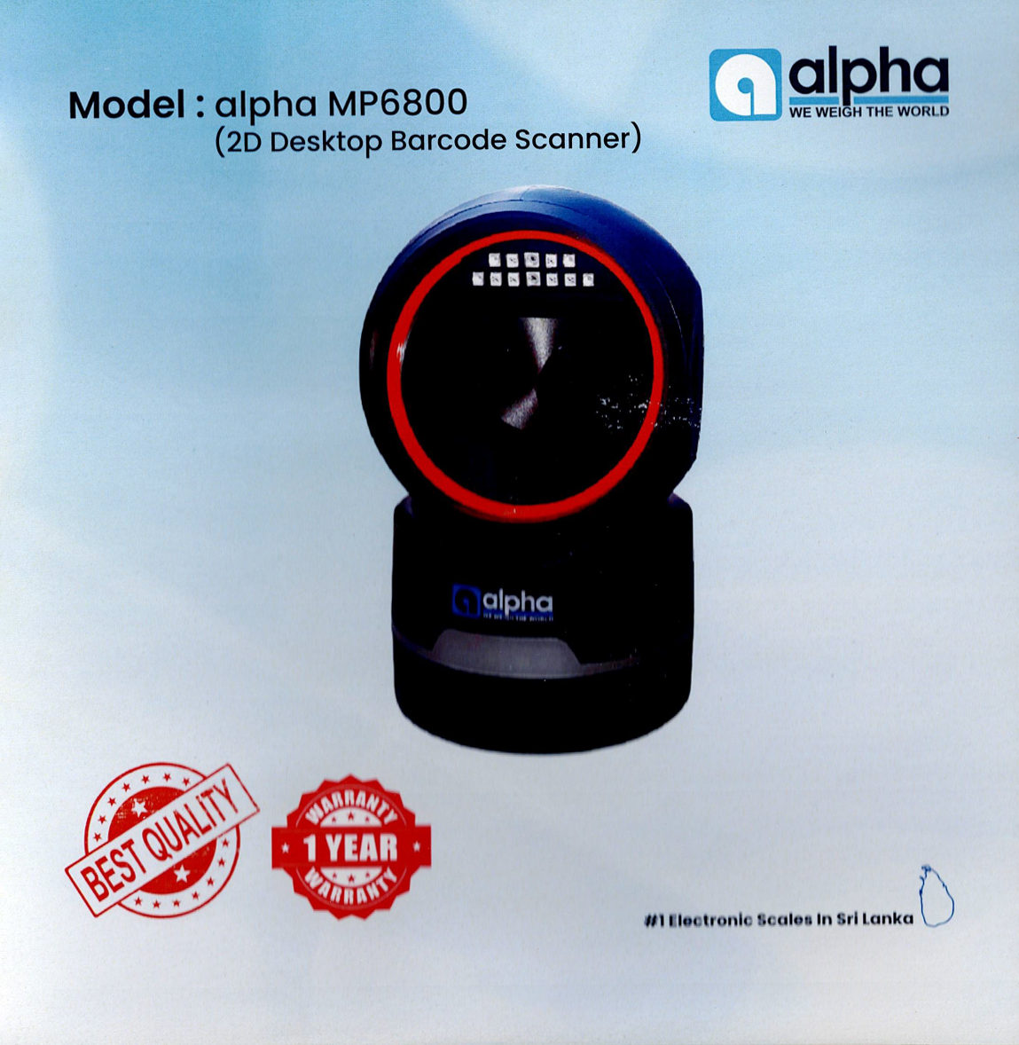 Model: alpha MP6800 (2D Desktop Barcode Scanner)